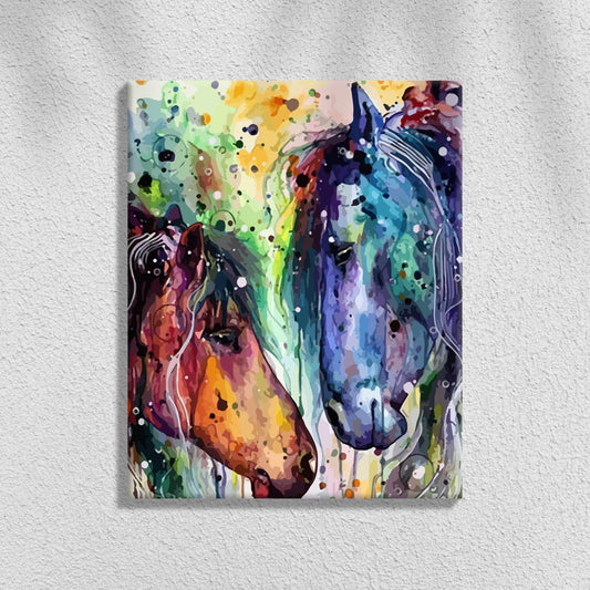 Två färgglada hästar | Måla efter Nummer