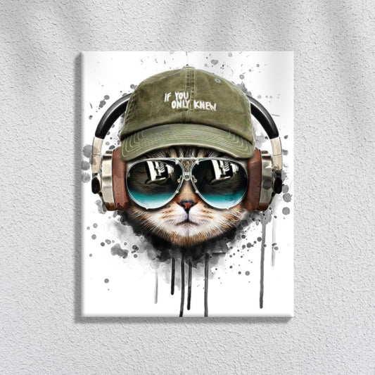 Cool Cat with HeadPhones | Paint by Numbers