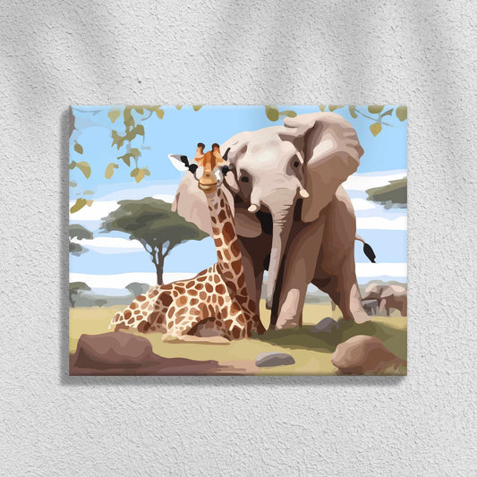 Elefant & Giraff | Måla efter Nummer