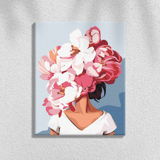 Blommigt hår rosa | Måla efter Nummer