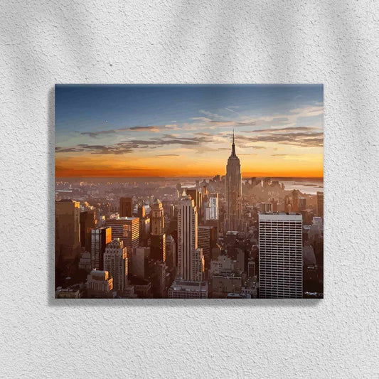Zonsondergang Boven Manhattan - New York | Schilderen op Nummers