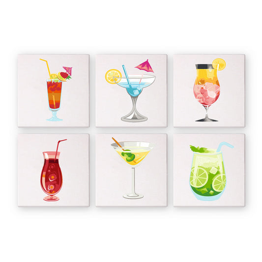 6 Mini - Malen nach Zahlen - Cocktail-Set