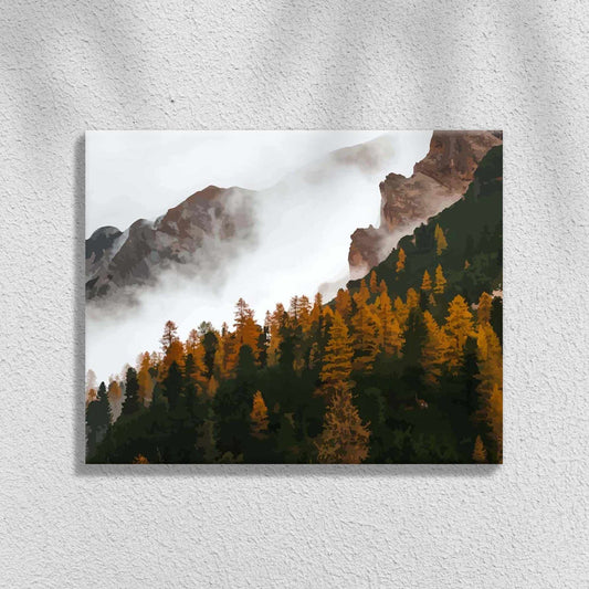 Herfst in het bos in de Alpen | Schilderen op Nummers