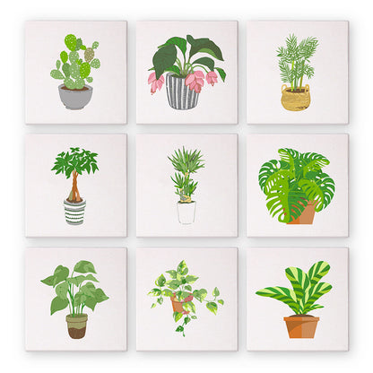 9 Mini Paintings - Huisplanten Set | Schilderen op Nummers
