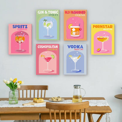 6 Mini Paintings - Colorful Cocktails set