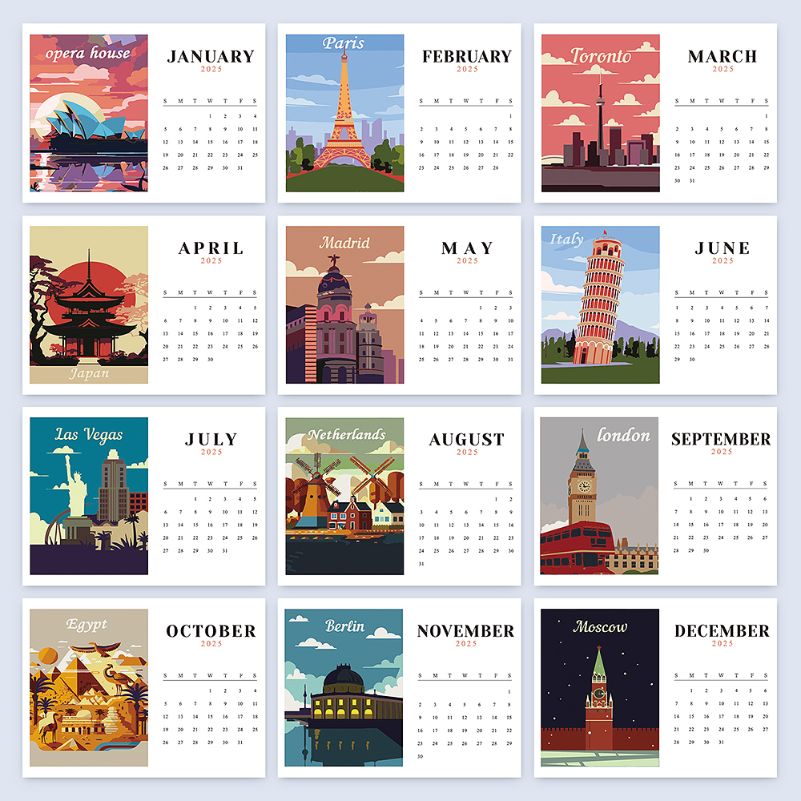 2025 Paint by Number calendar | Famous monuments edition