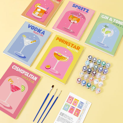 6 Mini Paintings - Colorful Cocktails set