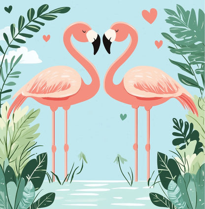 Mini Paint by Number with Frame - Flamingos in love