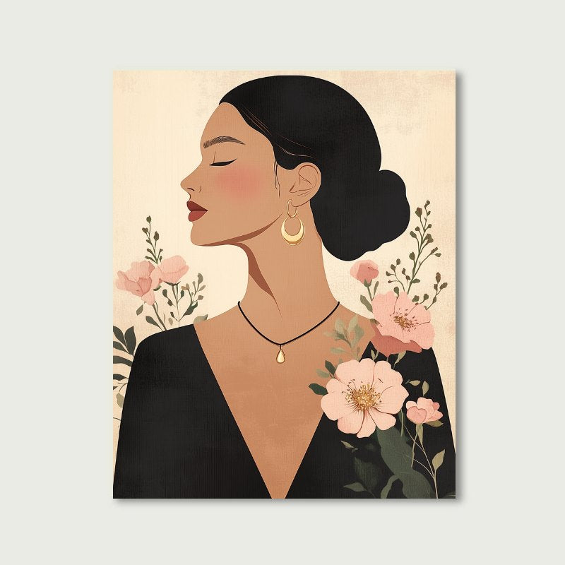 Elegant flower woman | Paint by Numbers