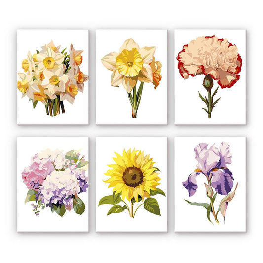 6 Mini Paintings - Flowers set 2.0