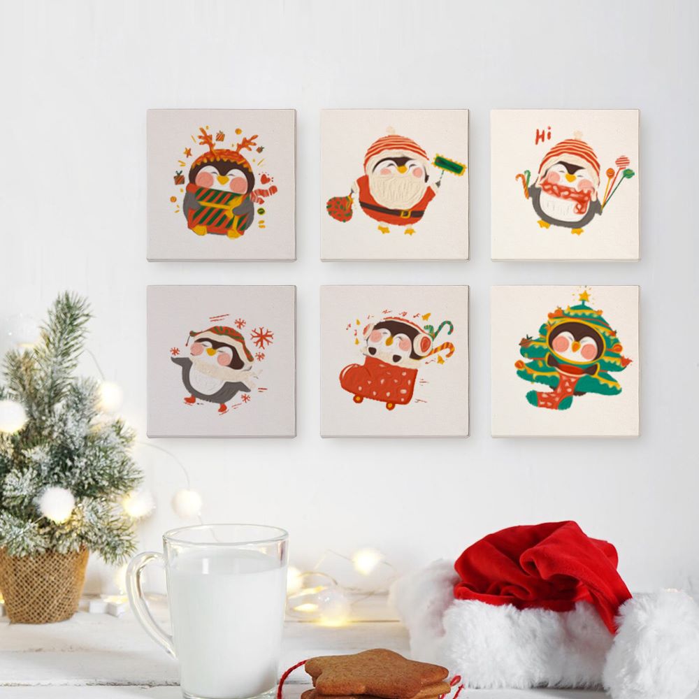 Paint by Number - 6 Mini Paintings | Christmas Penguins set