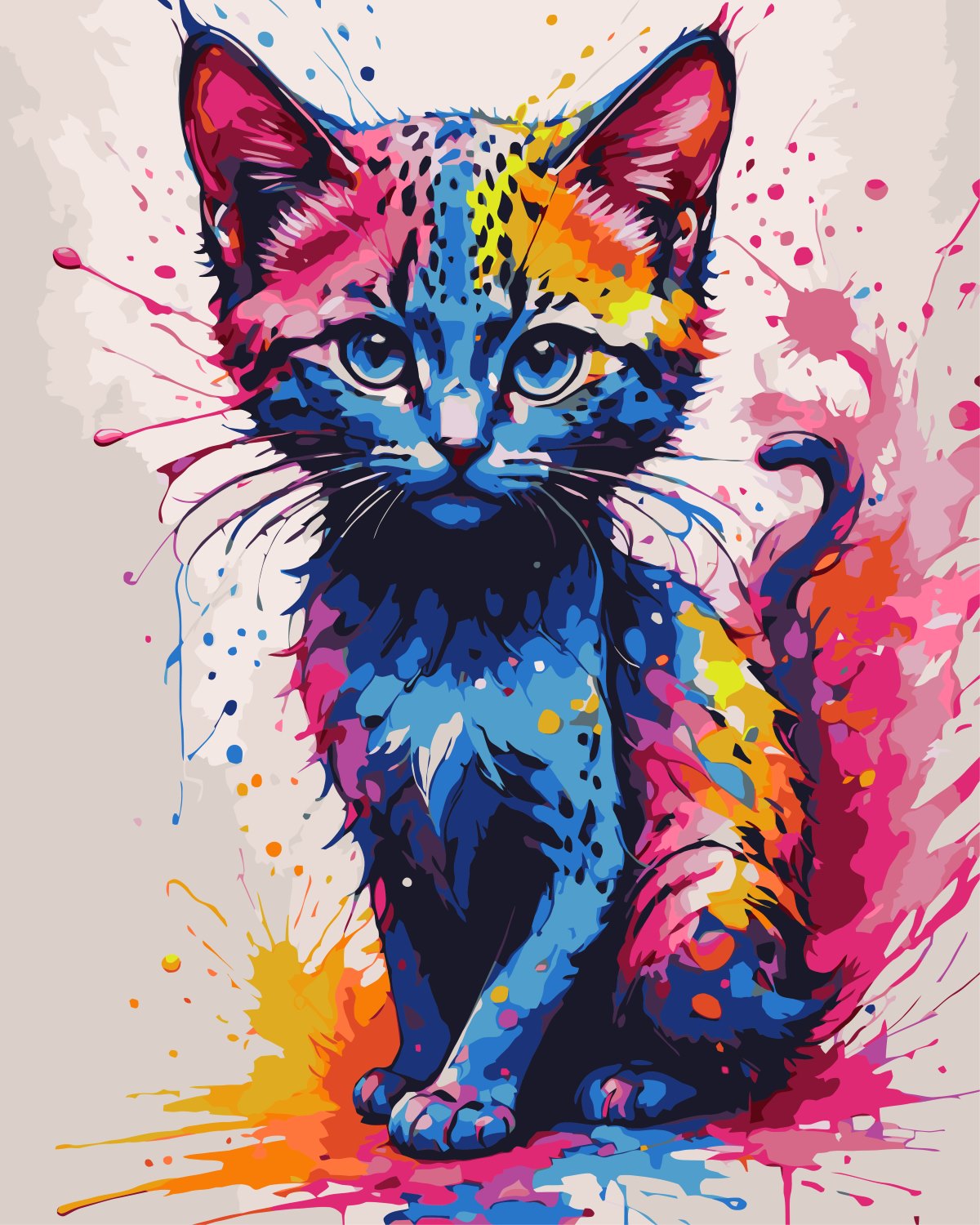 Katze - Farbspritzer | Malen nach Zahlen