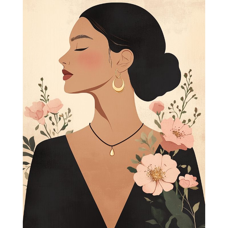 Elegant flower woman | Paint by Numbers