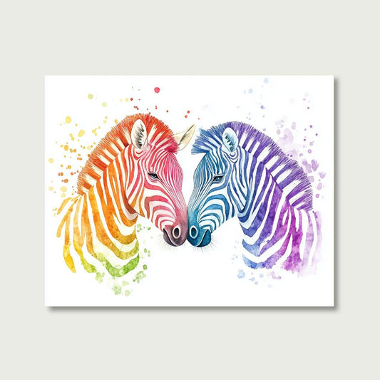 Colorful Zebra Couple | Paint by Numbers