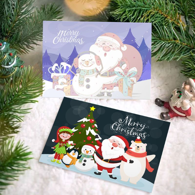 Paint by Number Christmas Cards | 6 Pieces