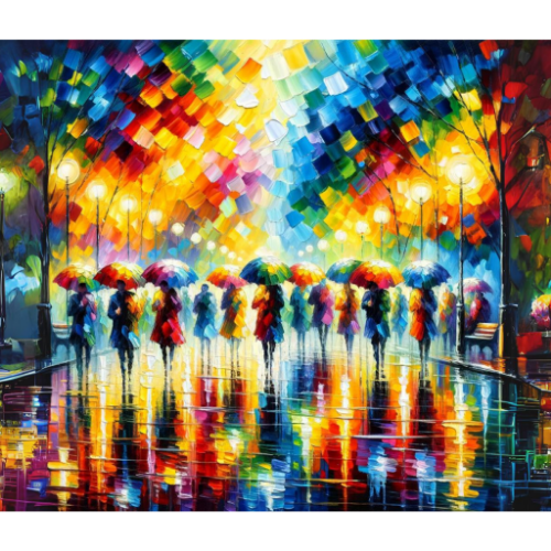 Menschen unter Regenschirmen | Malen nach Zalen