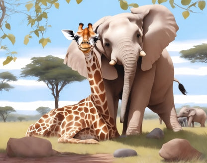 Elefant & Giraff | Måla efter Nummer