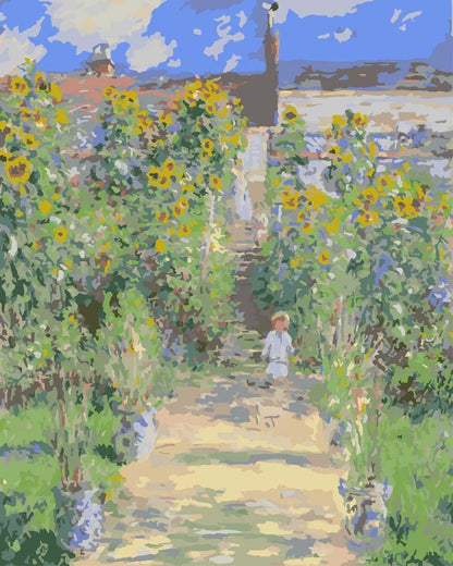 Kunstnerens hage i Vetheuil - Claude Monet | Mal etter tall