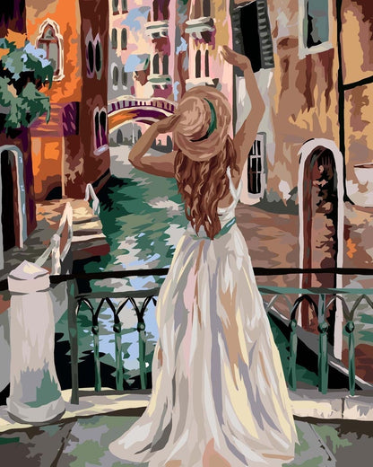 Vrouw in Venetië | Schilderen op Nummers