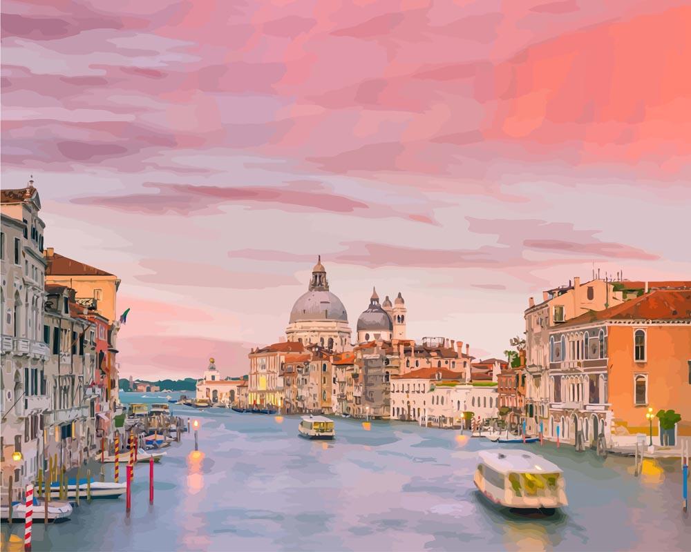 Kanal Grande i Venedig - Italien | Mal efter tal