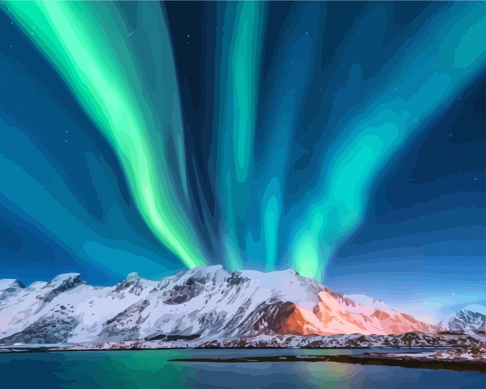 Nordlys Norge - Aurora Borealis | Mal etter tall