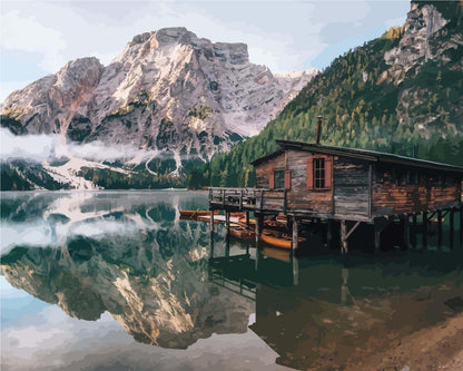 Braiesjärvi Italiassa Etelä-Tirolissa | Maalaa Numeroilla