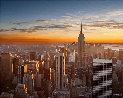 Solnedgång över Manhattan - New York | Måla efter Nummer