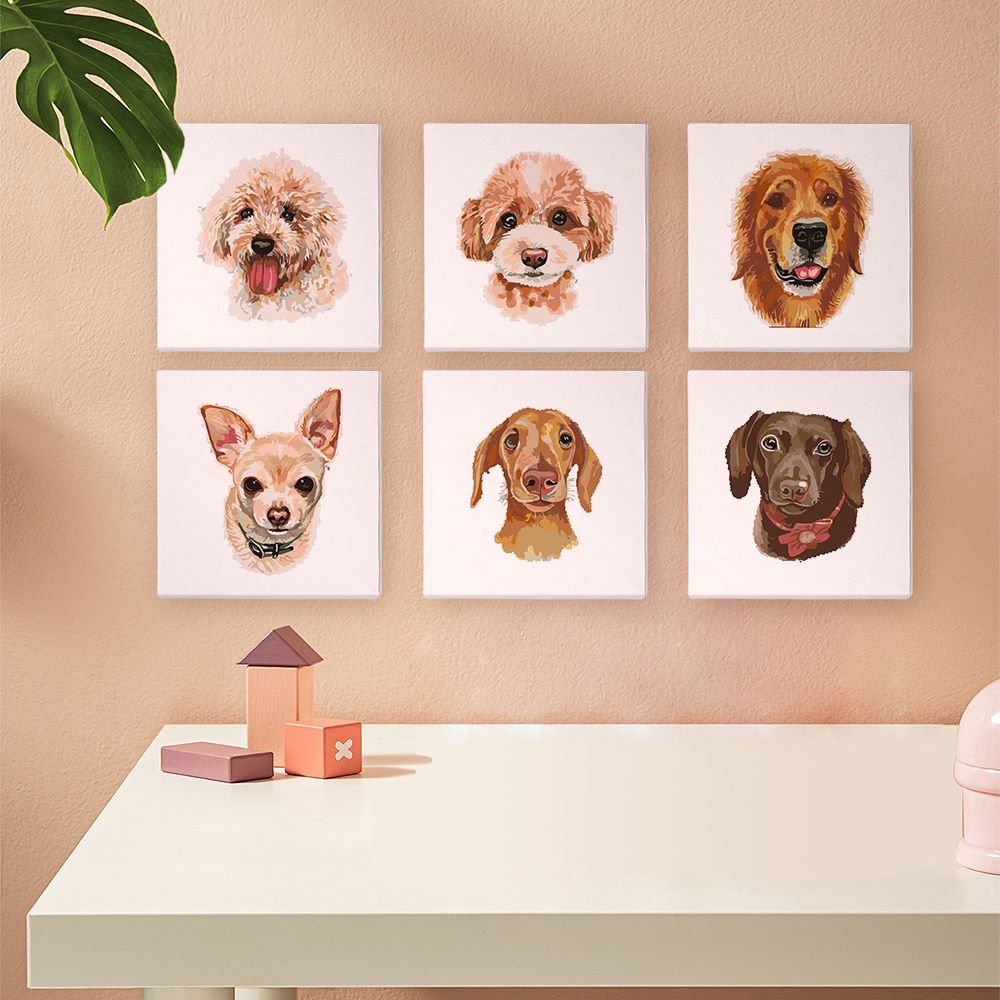 Paint by Number - 6 Mini Paintings | Dogs set