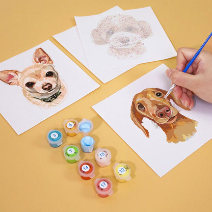 Schilder op Nummer - 6 Mini Paintings | Honden set