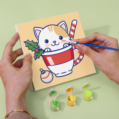 6 Mini Paintings | Christmas Kittens set