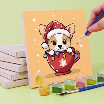 6 Mini Paintings | Christmas Puppies set