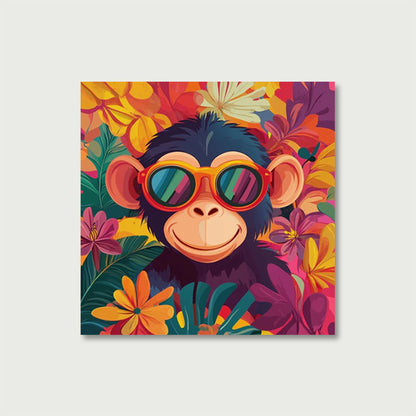 Mini Paint by Number with Frame - Cool monkey with flowers