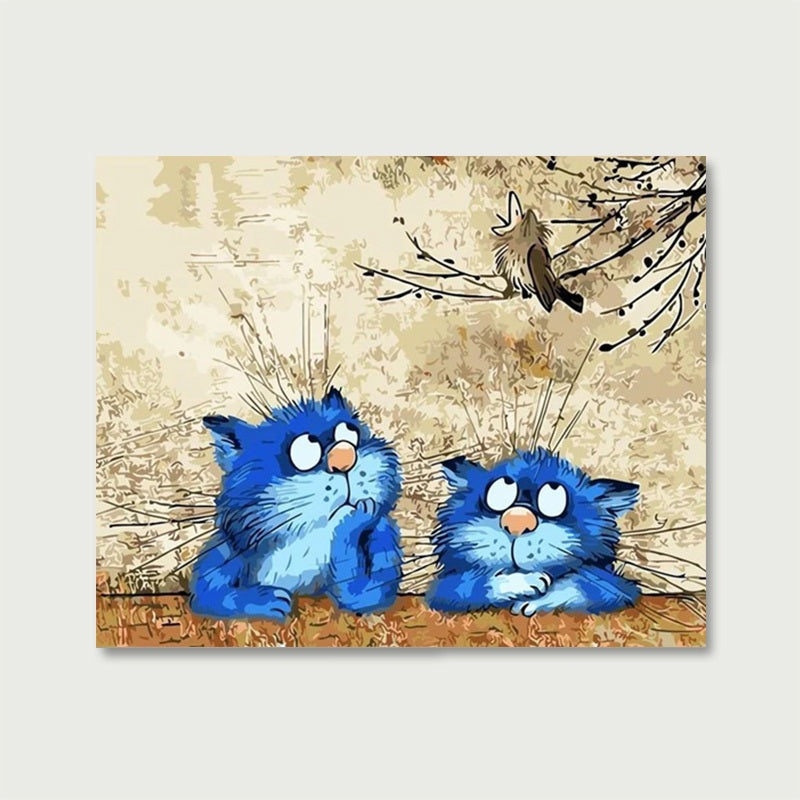 Two Blue Cats | Paint by Numbers